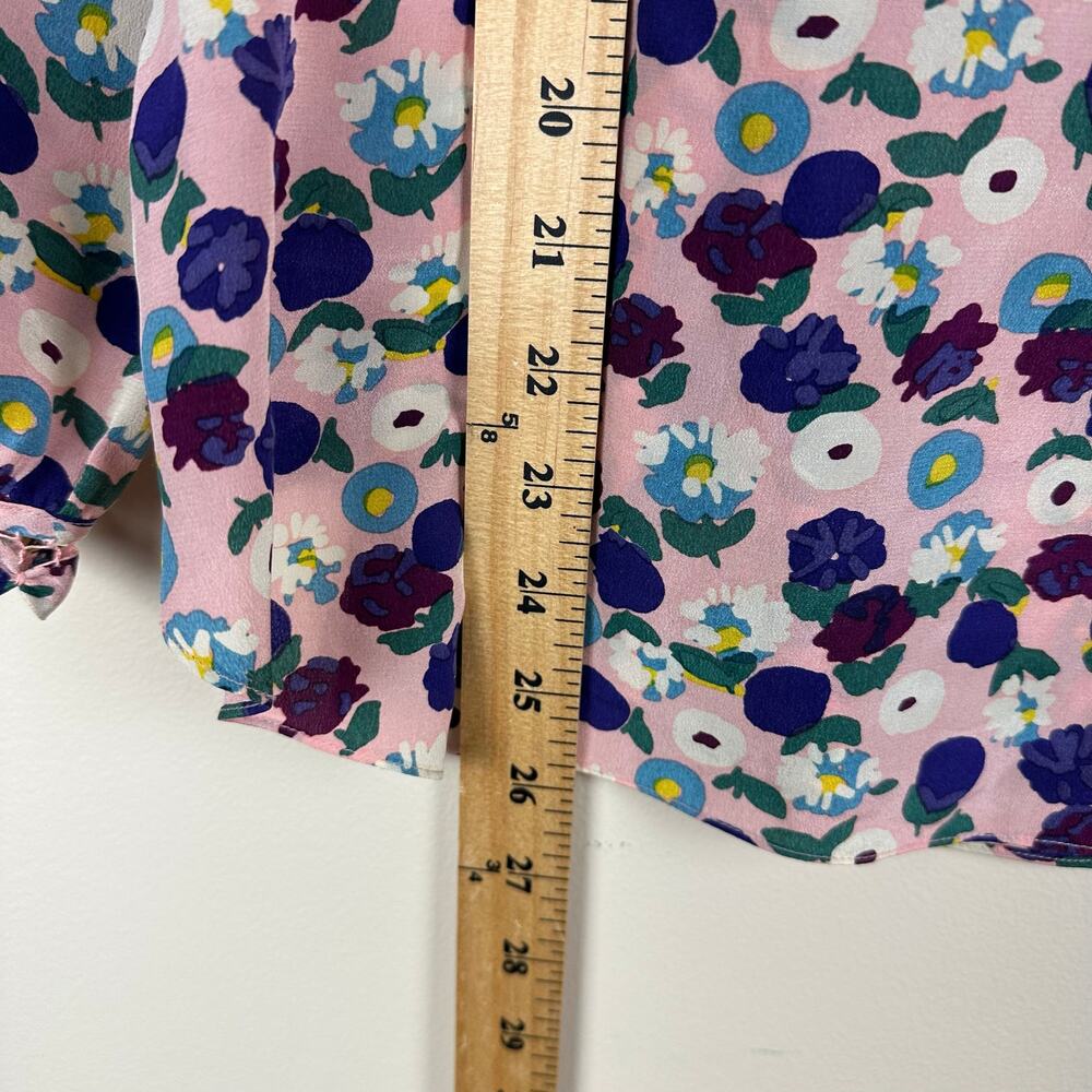 Rebecca Taylor Silk Floral Long Sleeve Blouse Pink Purple Romantic Top Size 4 - Picture 9 of 9